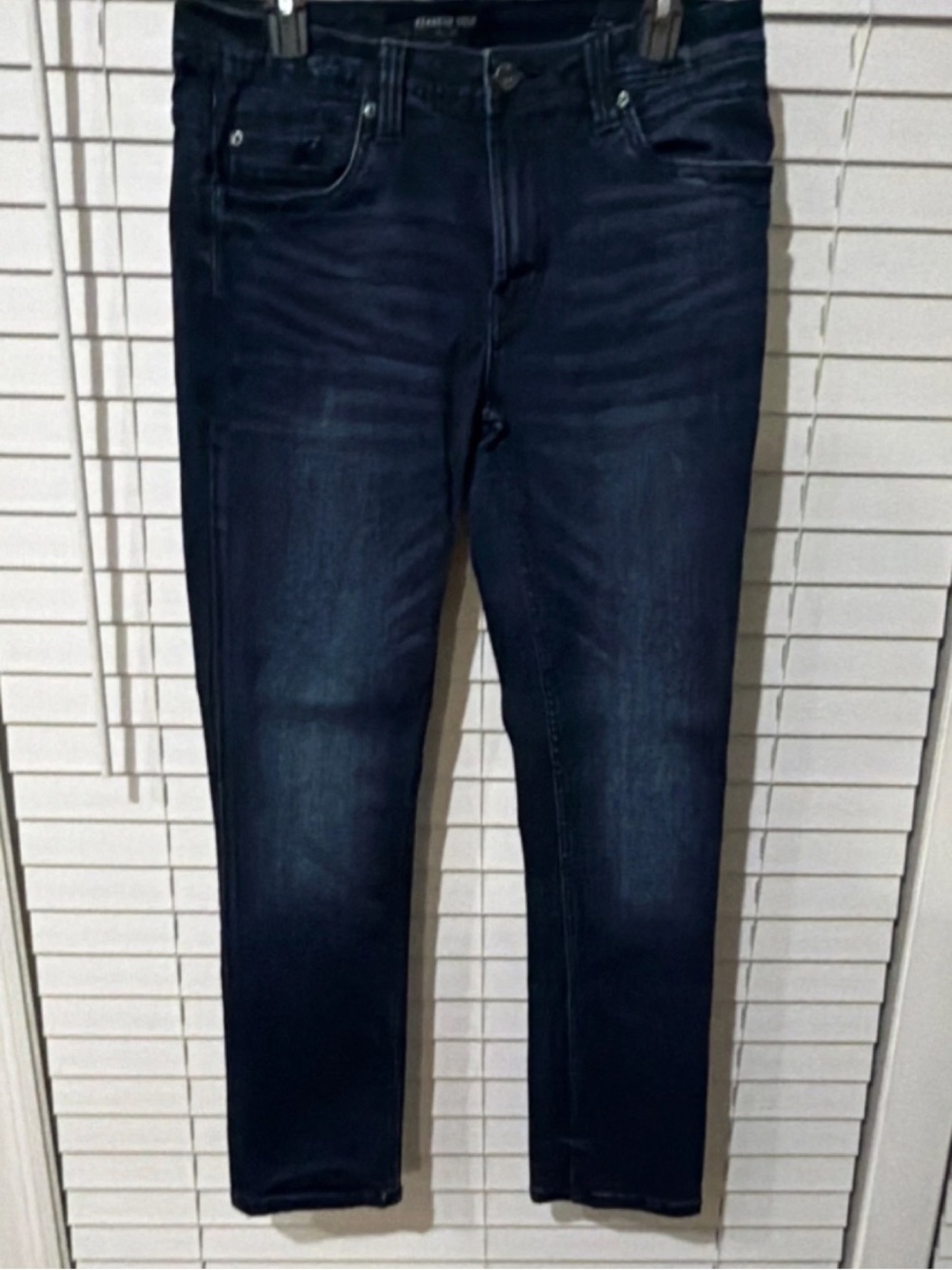 Kenneth Cole Men's Slim Fit Straight Jeans Dark Blue Cotton Denim  32x30